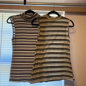 Lot of 2 striped rubbed high neck s Sleeveless tops